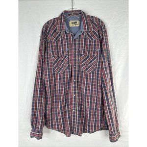 Z Brand Western Pearl Snap Short Mens Size XL Plaid Embroidered